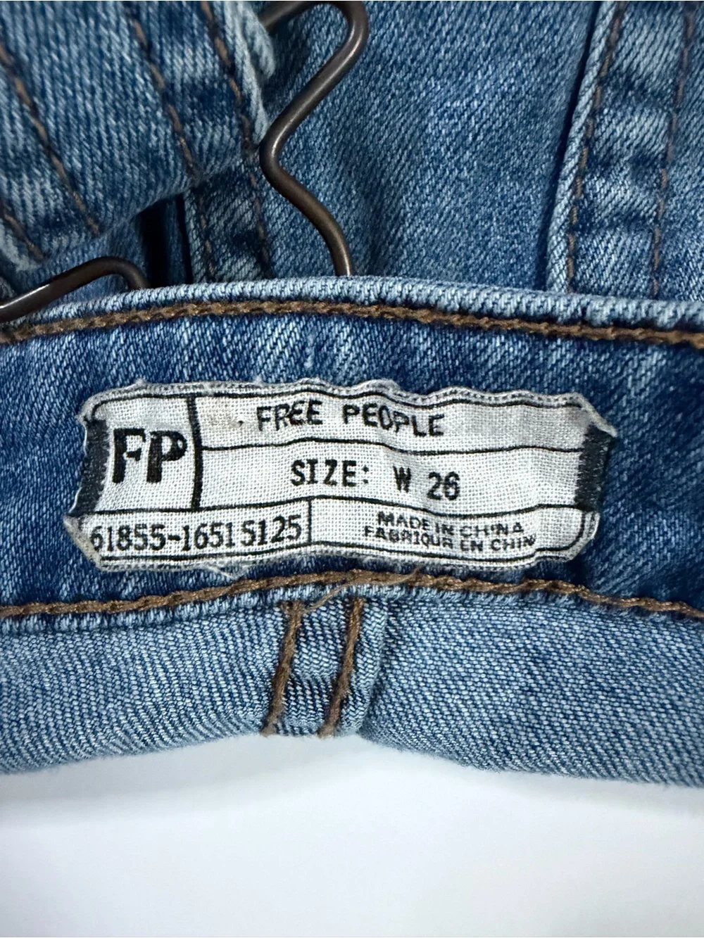 Free People Size 26 Denim Overall Shorts Open Back Button Front Boho Festival